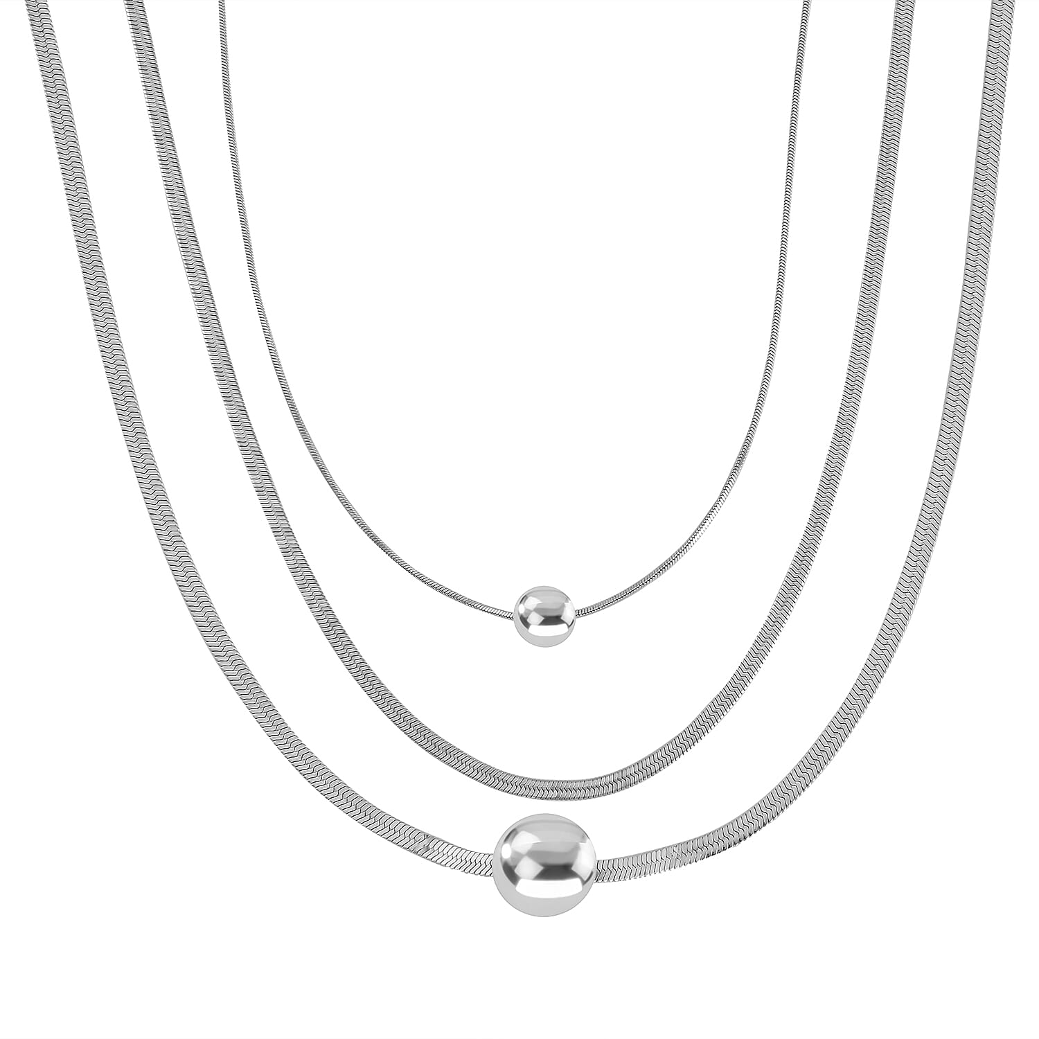 Ball Shell Pearl Lariat Pattern Necklace (Size - 20) in Silver Tone 7591818 0