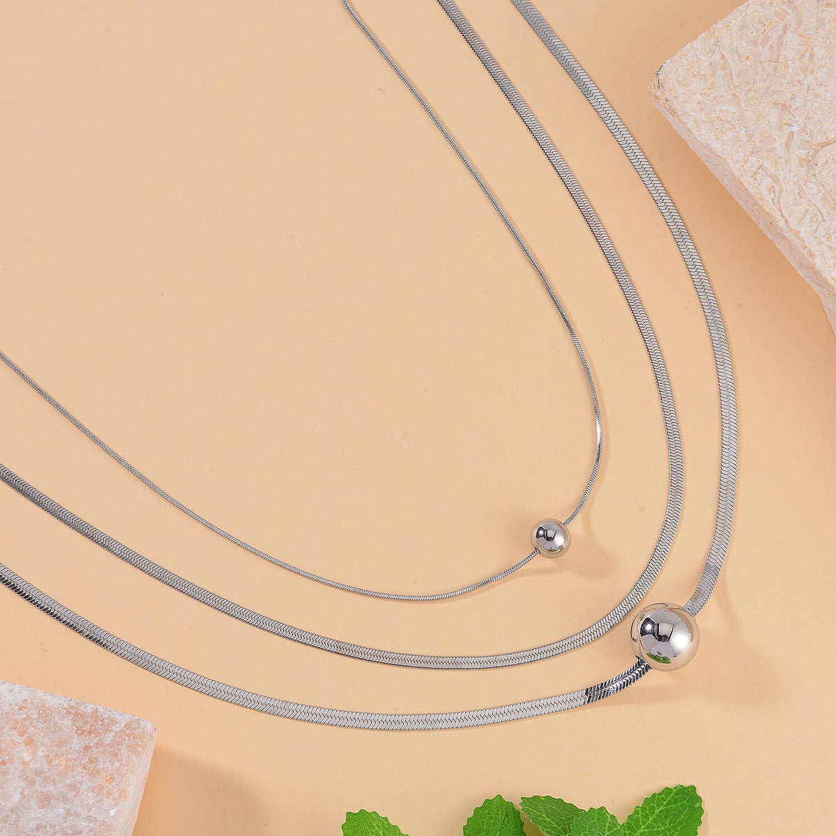 Ball Shell Pearl Lariat Pattern Necklace (Size - 20) in Silver Tone 7591818 1