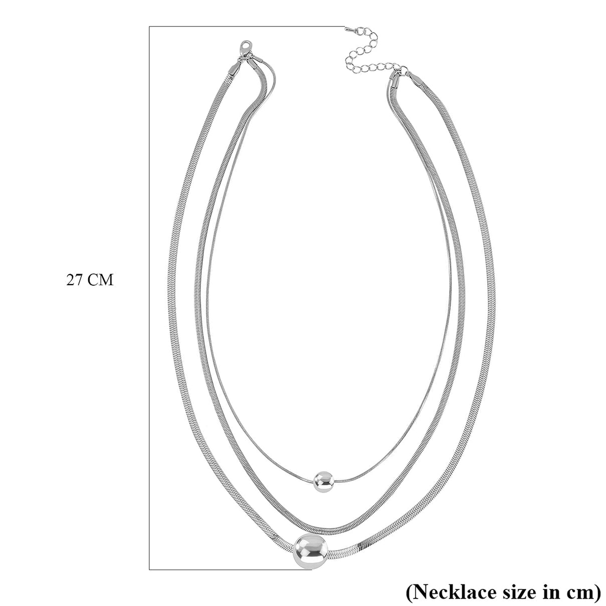 Ball Shell Pearl Lariat Pattern Necklace (Size - 20) in Silver Tone 7591818 3