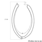 Ball Shell Pearl Lariat Pattern Necklace (Size - 20) in Silver Tone