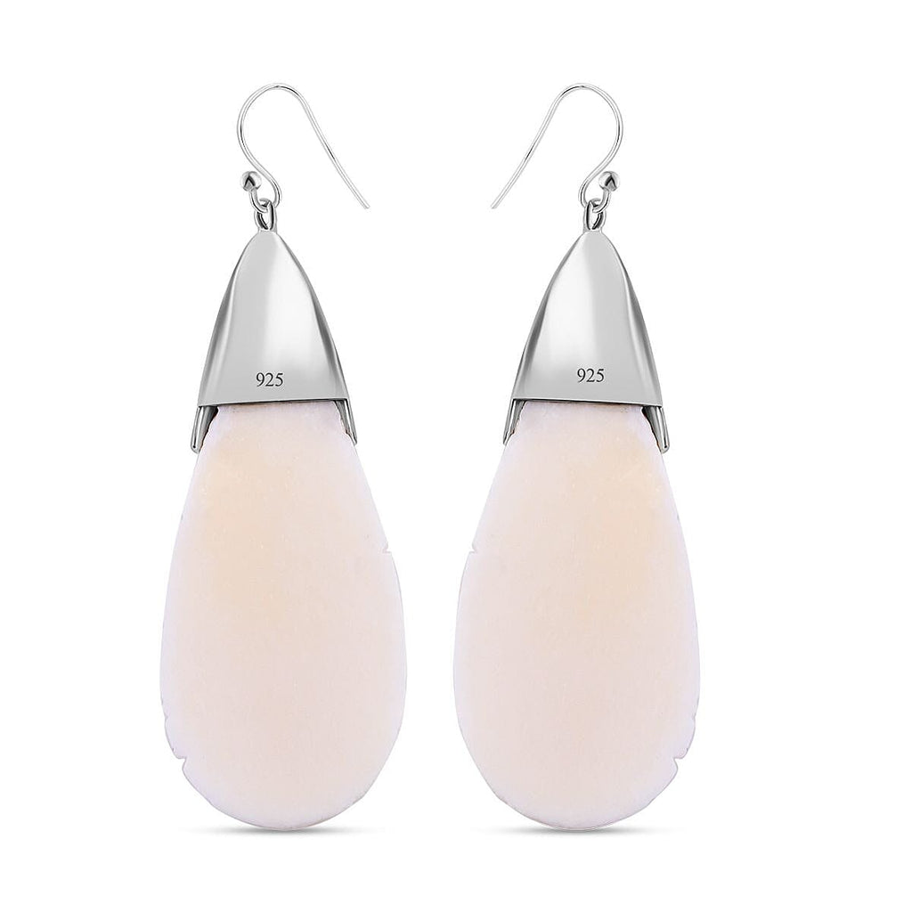 Royal Bali Collection - Ox Bone & Ruby Teardrop Earrings  Sterling Silver 25.60 Ct