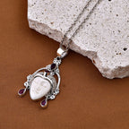 Royal Bali Princess Collection - Ox Bone & Ruby (FF) Pendant in Sterling Silver 2.14 Ct, Silver Wt 7.80 GM