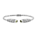 Royal Bali Collection Hebei Peridot Cuff Bangle (Size - 8.0) in Sterling Silver 1.50 Ct, Silver Wt. 17.00 Gms