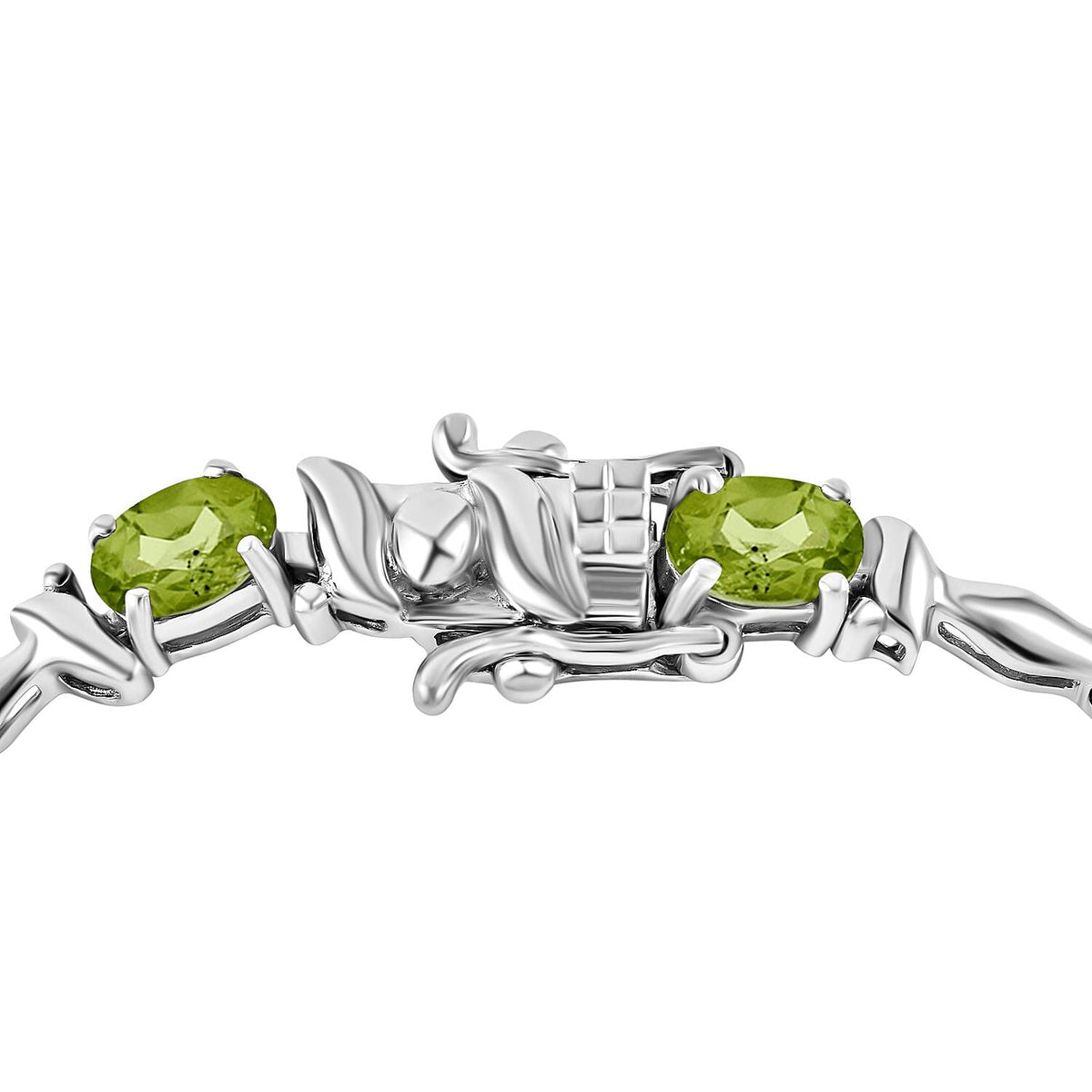 Hebei Peridot Tennis Bracelet (Size - 7.5) in Rhodium Overlay Sterling Silver 5.47 Ct, Silver Wt 9.00 GM 7638120 3