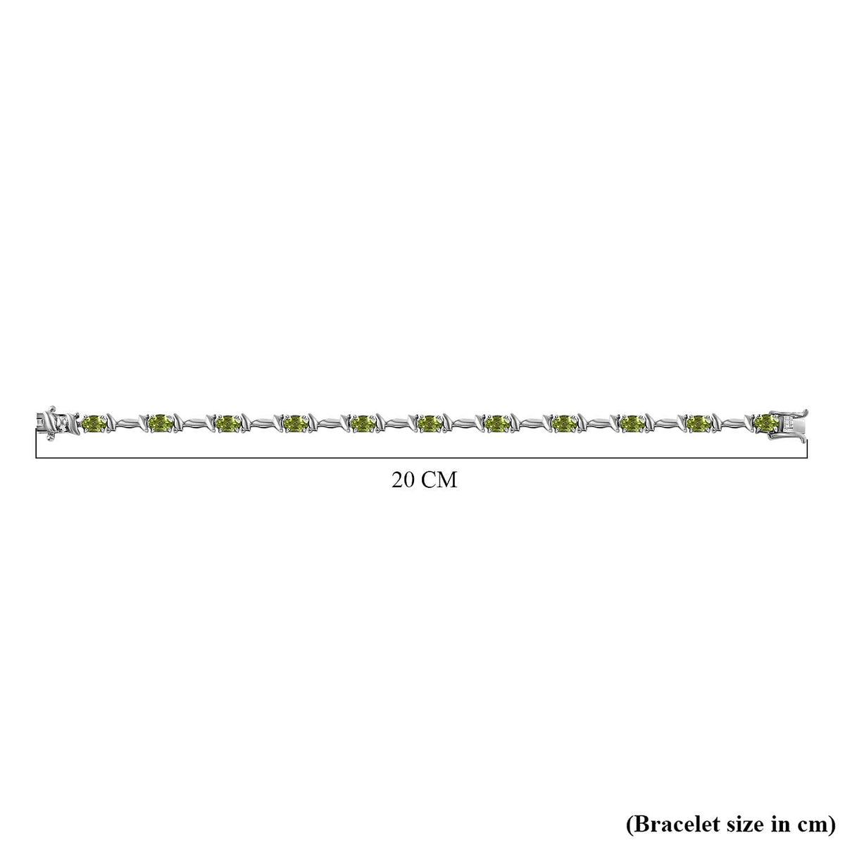 Hebei Peridot Tennis Bracelet (Size - 7.5) in Rhodium Overlay Sterling Silver 5.47 Ct, Silver Wt 9.00 GM 7638120 4