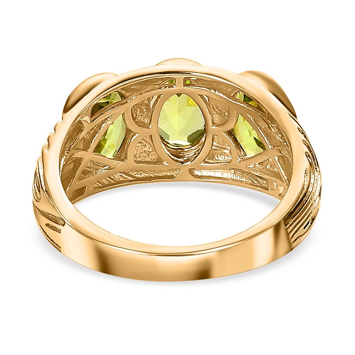 Hebei Peridot 3 Stone Ring in 18K Vermeil Yellow Gold Plated Sterling Silver 2.50 Ct 7579988 5