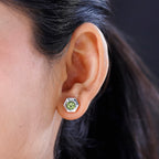 Hebei Peridot Solitaire Stud Earrings with Push Back in Platinum Overlay Sterling Silver 1.75 Ct.