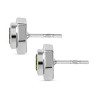 Hebei Peridot Solitaire Stud Earrings with Push Back in Platinum Overlay Sterling Silver 1.75 Ct.