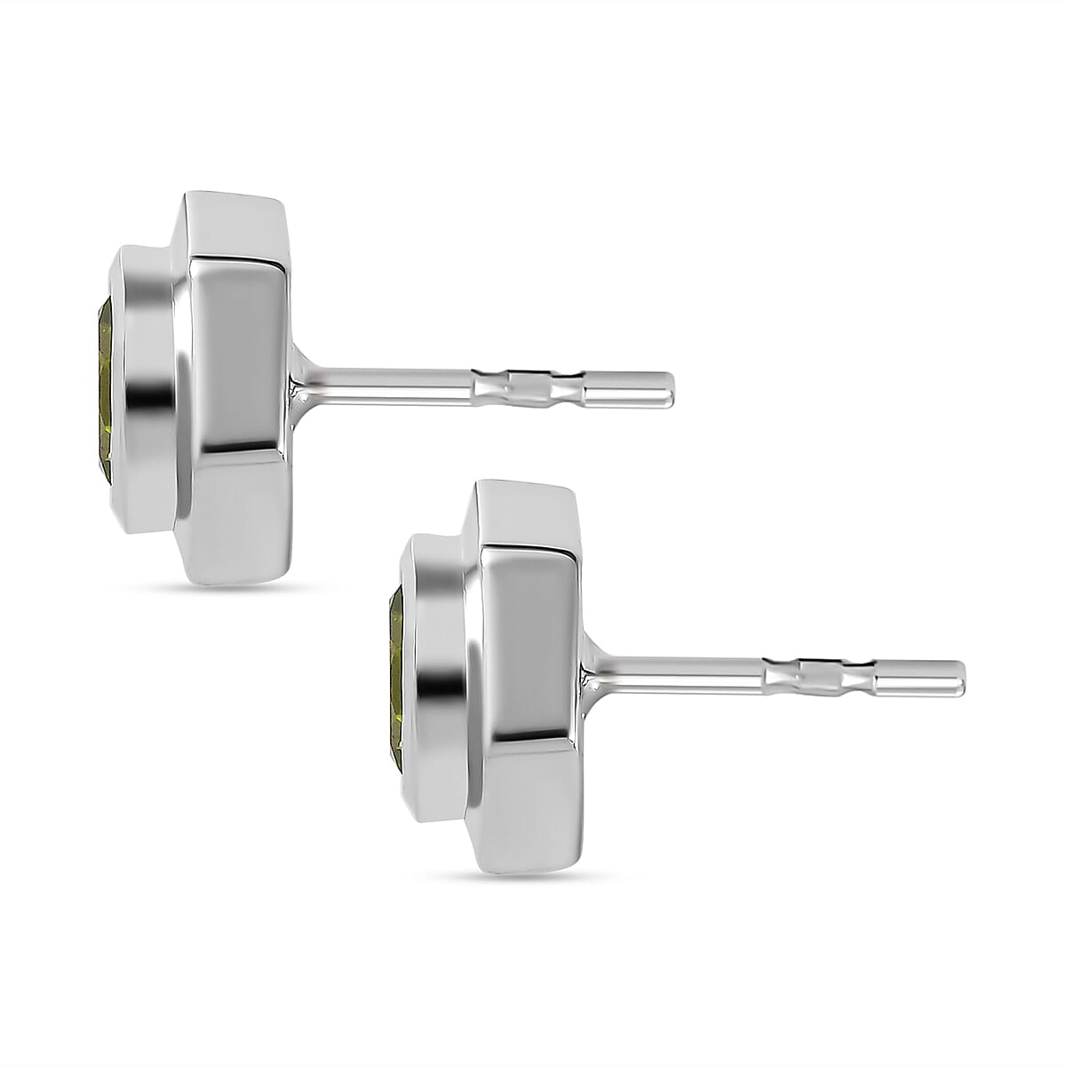 Hebei Peridot Solitaire Stud Earrings in Platinum Overlay Sterling Silver 1.80 Ct 7581351 5