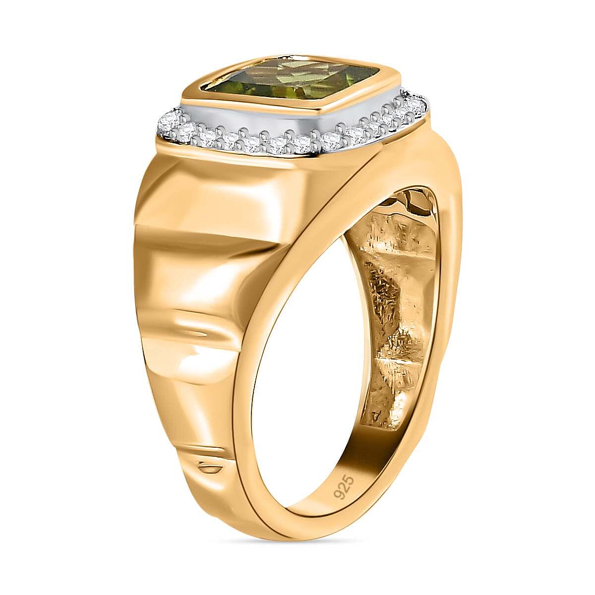 Hebei Peridot and Natural Zircon Ring in Sterling Silver with 18K Vermeil Yellow Gold 7581353 4