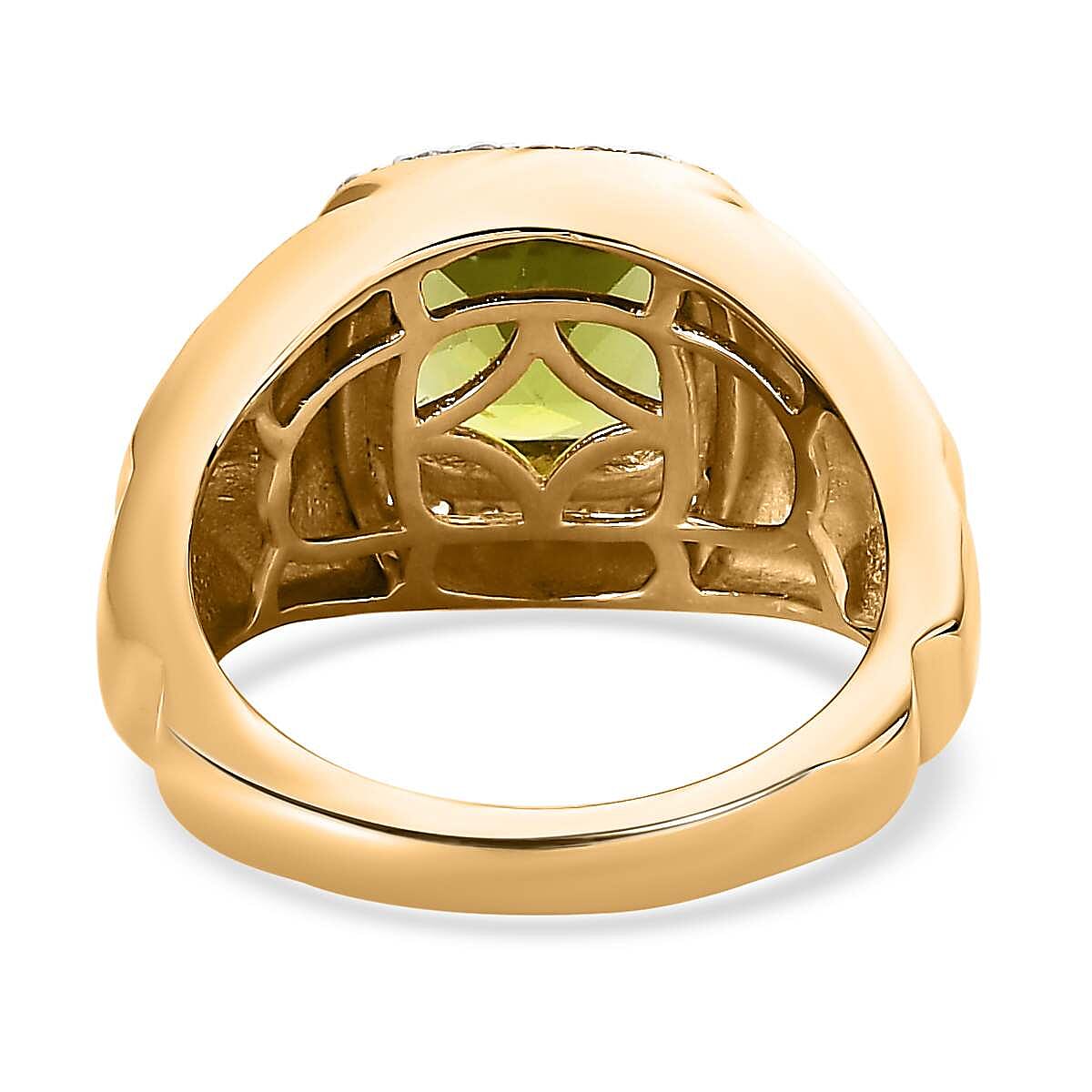 Hebei Peridot and Natural Zircon Ring in Sterling Silver with 18K Vermeil Yellow Gold 7581353 5