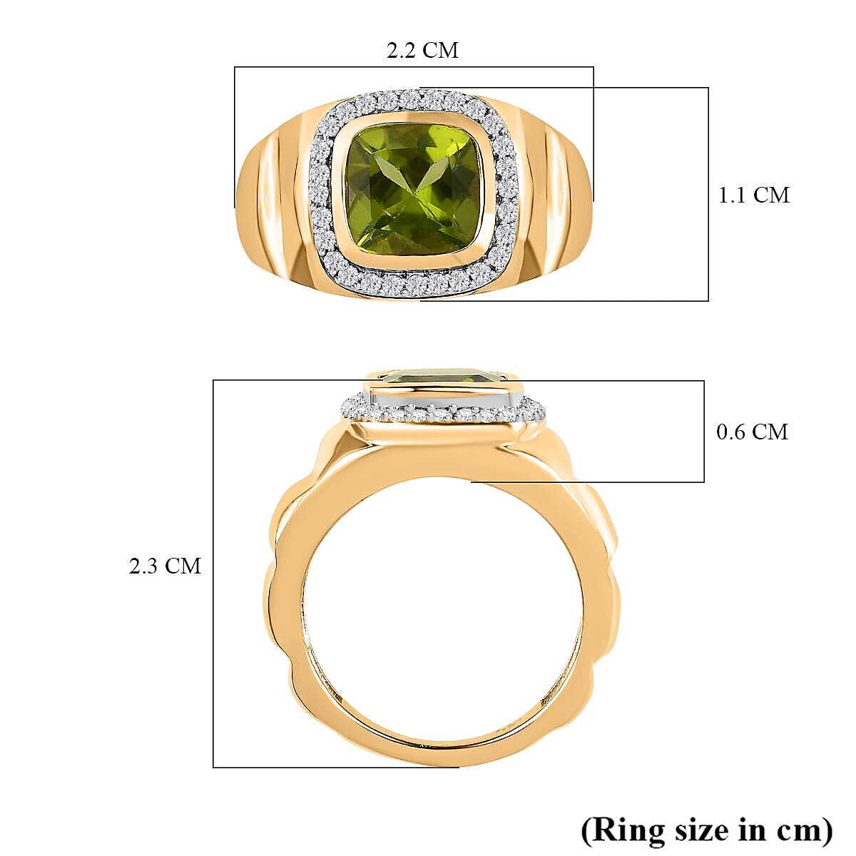 Hebei Peridot and Natural Zircon Ring in Sterling Silver with 18K Vermeil Yellow Gold 7581353 6