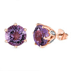 Ultimate Rose De France Amethyst & Natural Zircon Earrings in 18K Vermeil RG Plated Sterling Silver 8.31 Ct