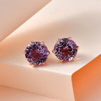 Ultimate Rose De France Amethyst & Natural Zircon Earrings in 18K Vermeil RG Plated Sterling Silver 8.31 Ct