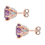 Ultimate Rose De France Amethyst & Natural Zircon Earrings in 18K Vermeil RG Plated Sterling Silver 8.31 Ct