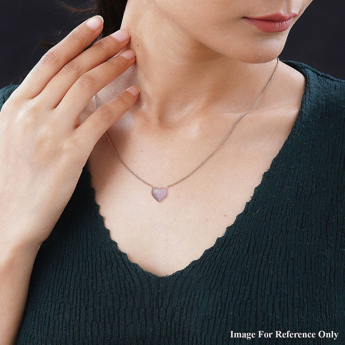 Cubic Zirconia Heart Necklace (Size - 20-2 Ext) 7606754 2