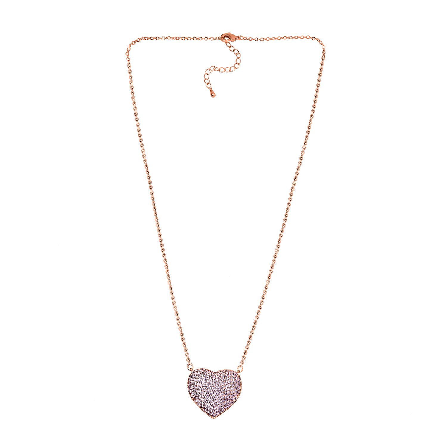 Cubic Zirconia Heart Necklace (Size - 20-2 Ext) 7606754 4