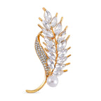 Simulated Pearl & White Crystal Brooch