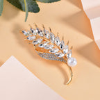 Simulated Pearl & White Crystal Brooch