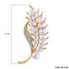 Simulated Pearl & White Crystal Brooch