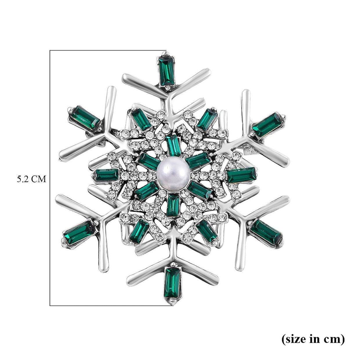 Green &amp; White Austrian Crystal Pearl Brooch in Silver Tone 7609830 4