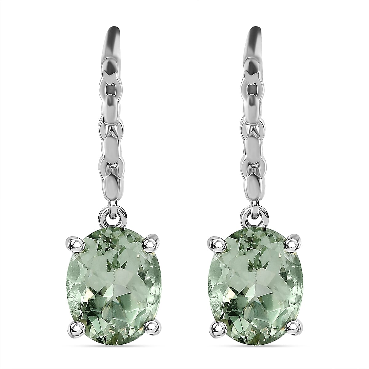 Prasiolite Earrings in Platinum Overlay Sterling Silver 5.06 Ct. 7615795 0