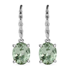 Prasiolite Earrings in Platinum Overlay Sterling Silver 5.06 Ct.