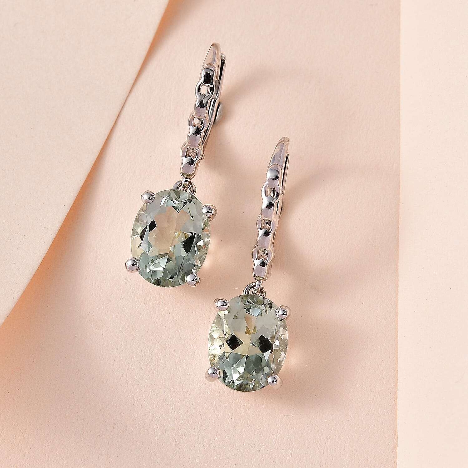 Prasiolite Earrings in Platinum Overlay Sterling Silver 5.06 Ct. 7615795 1