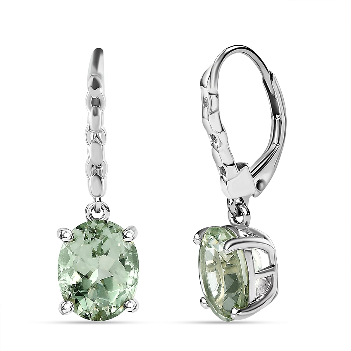 Prasiolite Earrings in Platinum Overlay Sterling Silver 5.06 Ct. 7615795 3