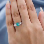 AAA Gemfields Emerald and Natural Zircon Ring in Platinum Overlay Sterling Silver 1.36 Ct.
