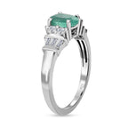 AAA Gemfields Emerald and Natural Zircon Ring in Platinum Overlay Sterling Silver 1.36 Ct.