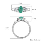 AAA Gemfields Emerald and Natural Zircon Ring in Platinum Overlay Sterling Silver 1.36 Ct.