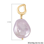 Purple Keshi Pearl Drop Earrings with Push Back in Yellow Gold Plated Sterling Silver 9.75 Ct.