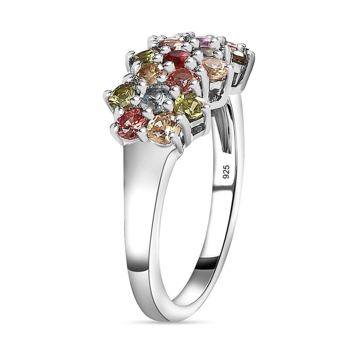 Rainbow Sapphire  Ring in Platinum Overlay Sterling Silver 7606036 3