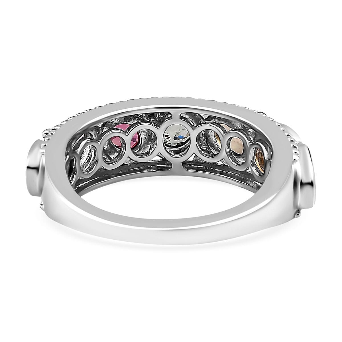 Rainbow Sapphire  Ring in Platinum Overlay Sterling Silver 7606104 4