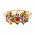 Rainbow Sapphire Cluster Ring in 18K Vermeil Yellow Gold Plated Sterling Silver 1.51 Ct