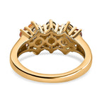 Rainbow Sapphire Cluster Ring in 18K Vermeil Yellow Gold Plated Sterling Silver 1.51 Ct