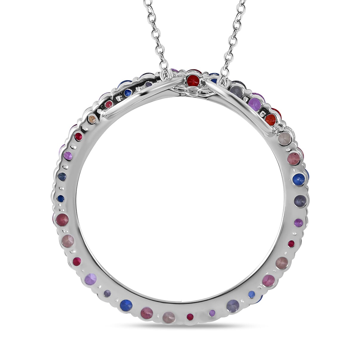 Rainbow Sapphire Pendant in Rhodium Overlay Sterling Silver 1.36 ct 1.360 Ct. 7570961 4