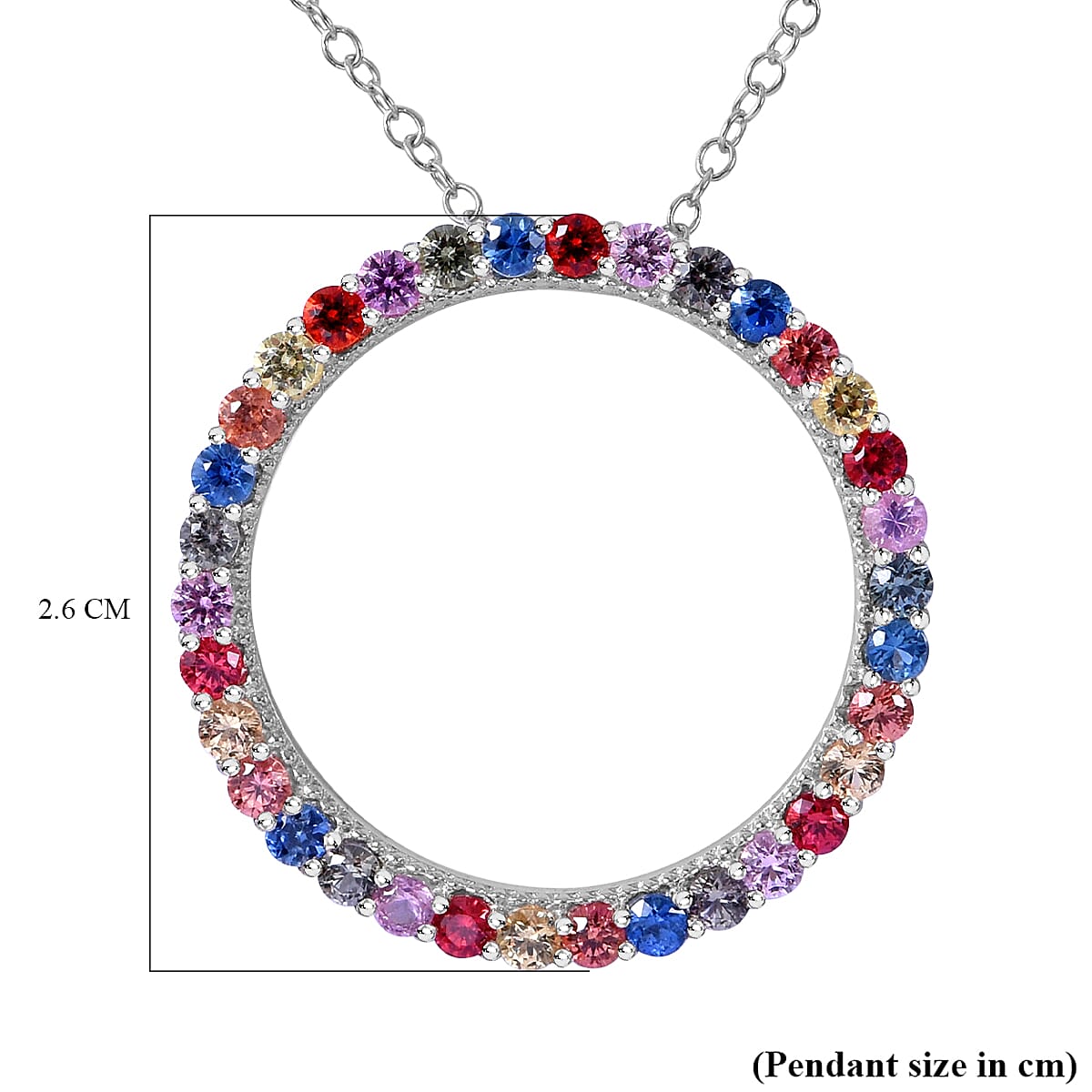 Rainbow Sapphire Pendant in Rhodium Overlay Sterling Silver 1.36 ct 1.360 Ct. 7570961 5
