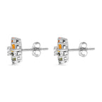 Rainbow Sapphire ,  White Zircon  Cluster Earring in Platinum Overlay Sterling Silver 2.73 ct  2.734  Ct.