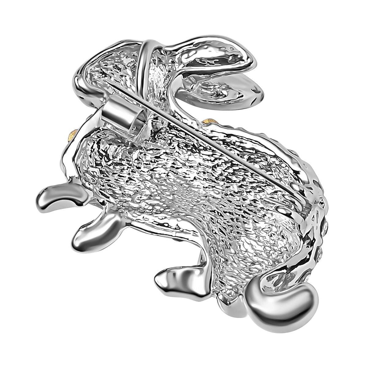 Red &amp; White Austrian Crystal Rabbit Brooch in Silver Tone 7639322 3