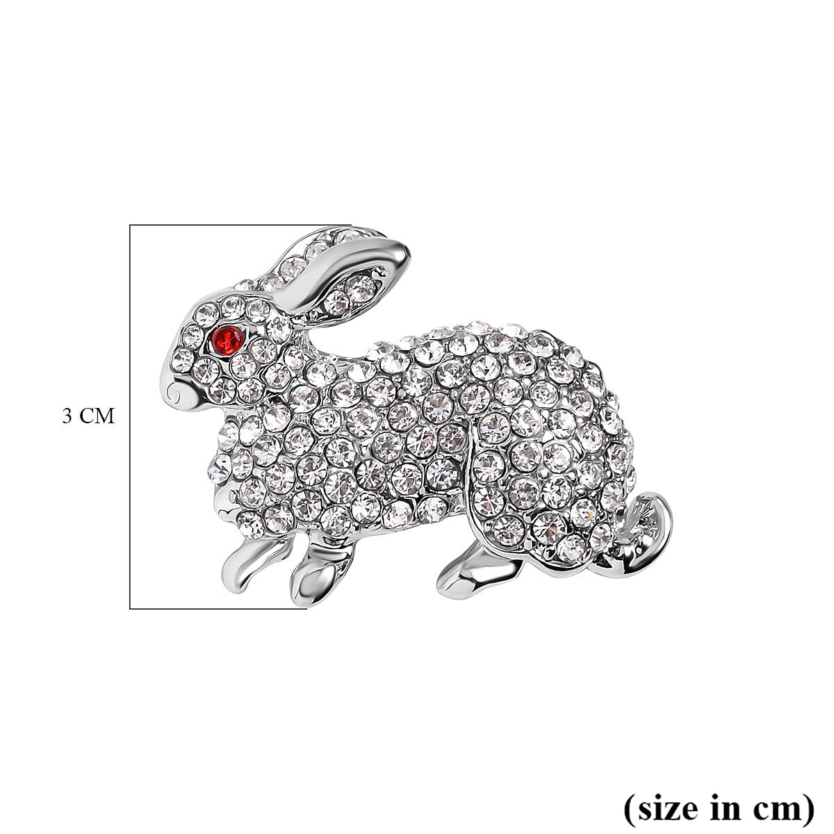 Red &amp; White Austrian Crystal Rabbit Brooch in Silver Tone 7639322 4