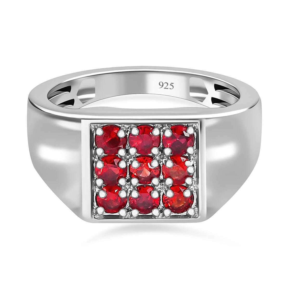 Red Sapphire Mens Ring in Platinum Overlay Sterling Silver 1.20 Ct, Silver Wt. 6.00 GM 7573293 0