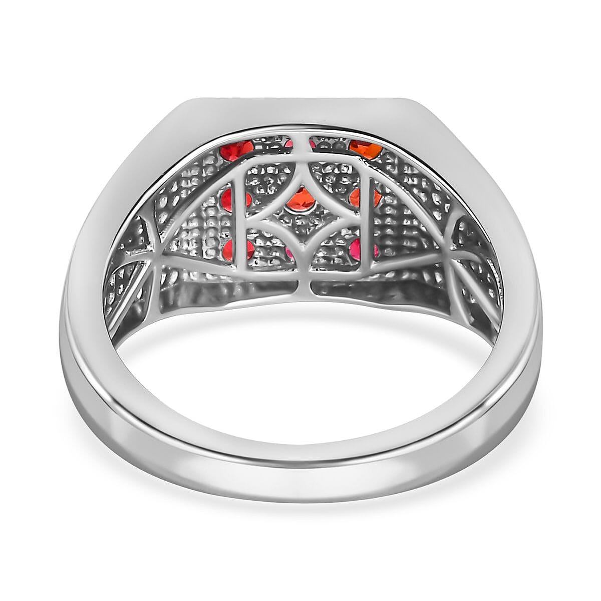 Red Sapphire Mens Ring in Platinum Overlay Sterling Silver 1.20 Ct, Silver Wt. 6.00 GM 7573293 4