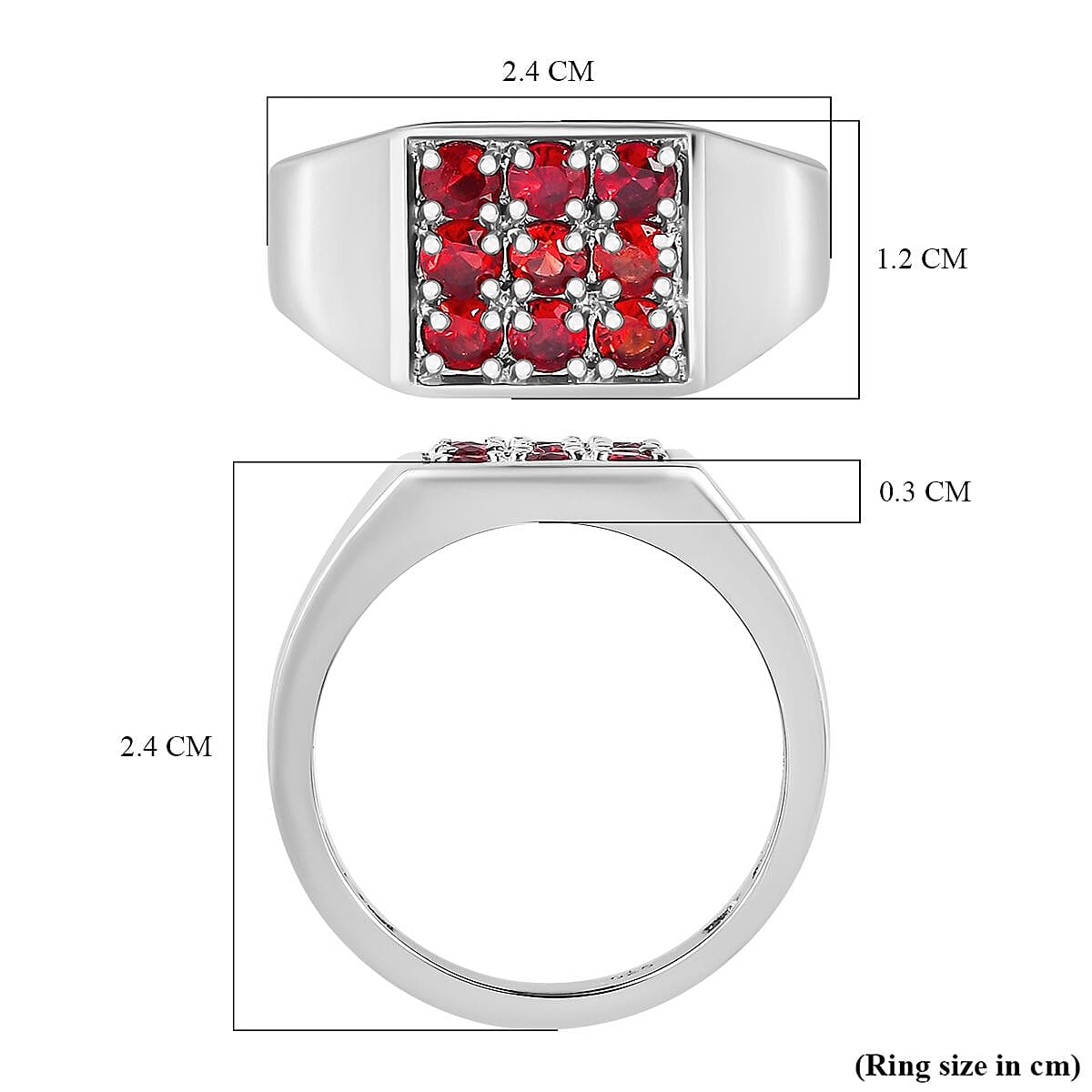 Red Sapphire Mens Ring in Platinum Overlay Sterling Silver 1.20 Ct, Silver Wt. 6.00 GM 7573293 5