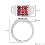 Red Sapphire Mens Ring in Platinum Overlay Sterling Silver 1.20 Ct, Silver Wt. 6.00 GM
