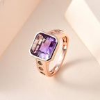 Concave Ultimate Rose De France Amethyst and Multi-Tourmaline  Ring in 18K Rose Gold Vermeil Plated Sterling Silver 4.88 Ct