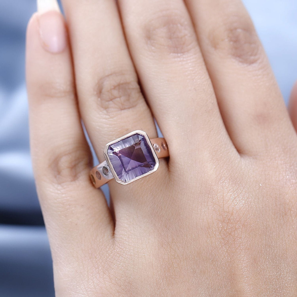 Rose De France Amethyst,  Multi-Tourmaline Ring in 18K Vermeil Rose Gold Plated Sterling Silver 7633306 2