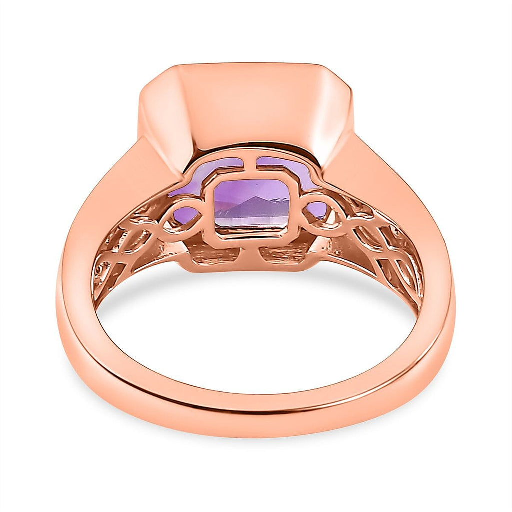 Concave Ultimate Rose De France Amethyst and Multi-Tourmaline  Ring in 18K Rose Gold Vermeil Plated Sterling Silver 4.88 Ct