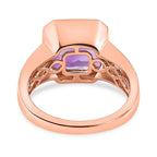 Concave Ultimate Rose De France Amethyst and Multi-Tourmaline  Ring in 18K Rose Gold Vermeil Plated Sterling Silver 4.88 Ct